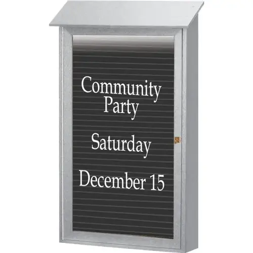 Enclosed Single Door Letter Board, Lighted Wall Mount, Light Gray, 38 X 54" Enclosed Single Door Letter Board, Lighted Wall Mount, Light Gray, 38 X 54"
