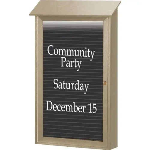 Enclosed Single Door Letter Board, Lighted Post Mount, Weathered Wood, 32 X 48" Enclosed Single Door Letter Board, Lighted Post Mount, Weathered Wood, 32 X 48"