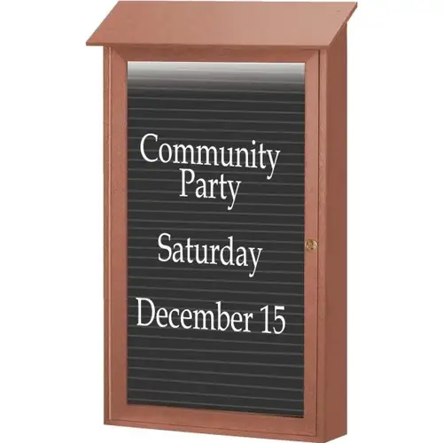Enclosed Single Door Letter Board, Lighted Wall Mount, Cedar, 26 X 42" Enclosed Single Door Letter Board, Lighted Wall Mount, Cedar, 26 X 42"