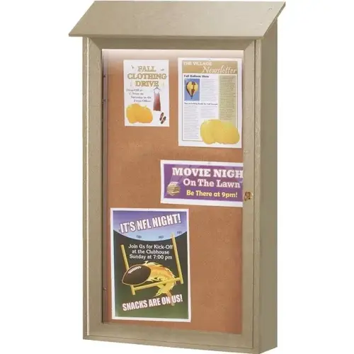 Enclosed Single Door Corkboard, Lighted Wall Mount, Weathered Wood, 32 X 48" Enclosed Single Door Corkboard, Lighted Wall Mount, Weathered Wood, 32 X 48"