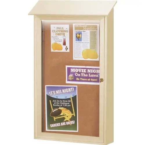 Enclosed Single Door Corkboard, Lighted Wall Mount, Sand, 32 X 48" Enclosed Single Door Corkboard, Lighted Wall Mount, Sand, 32 X 48"