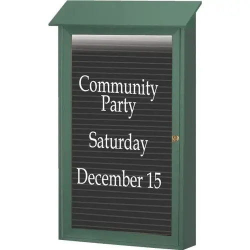Enclosed Single Door Letter Board, Lighted Wall Mount, Woodland Green, 32 X 48" Enclosed Single Door Letter Board, Lighted Wall Mount, Woodland Green, 32 X 48"