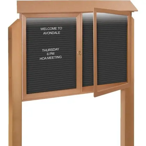 Enclosed Double Door Letter Board, Light Post, Cedar, 45" X 3 ft Enclosed Double Door Letter Board, Light Post, Cedar, 45" X 3 ft