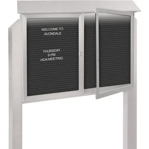 Enclosed Double Door Letter Board, Light Post, Light Gray, 45" X 3 ft Enclosed Double Door Letter Board, Light Post, Light Gray, 45" X 3 ft