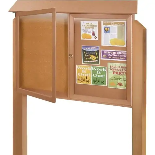 Enclosed Double Door Corkboard, Light Post, Cedar, 45" X 3 ft6" Enclosed Double Door Corkboard, Light Post, Cedar, 45" X 3 ft6"