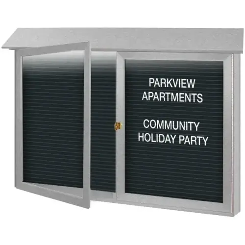 Enclosed Double Door Letter Board, Lighted Wall Mount, Light Gray, 52 X 40" Enclosed Double Door Letter Board, Lighted Wall Mount, Light Gray, 52 X 40"