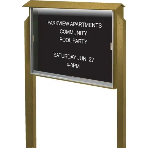 Enclosed Sliding Door Letter Board, Light Post, Cedar, 45" X 3 ft Enclosed Sliding Door Letter Board, Light Post, Cedar, 45" X 3 ft
