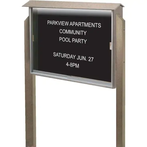 Enclosed Sliding Door Letter Board, Light Post, Sand, 52 X 40" Enclosed Sliding Door Letter Board, Light Post, Sand, 52 X 40"