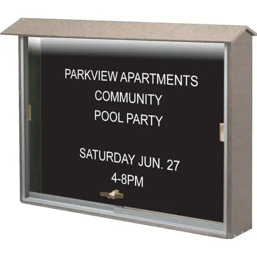 Enclosed Sliding Door Letter Board, Lighted Wall Mount, Sand, 52 X 40" Enclosed Sliding Door Letter Board, Lighted Wall Mount, Sand, 52 X 40"