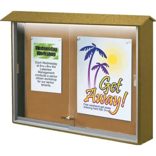 Enclosed Single Door Corkboard, Wall Mount, Cedar, 45" X 3 ft6" Enclosed Single Door Corkboard, Wall Mount, Cedar, 45" X 3 ft6"