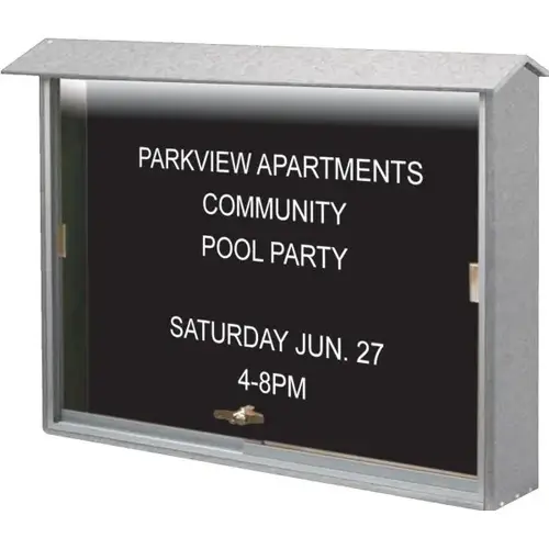 Enclosed Sliding Door Letter Board, Lighted Wall Mount, Light Gray, 45" X 3 ft6" Enclosed Sliding Door Letter Board, Lighted Wall Mount, Light Gray, 45" X 3 ft6"