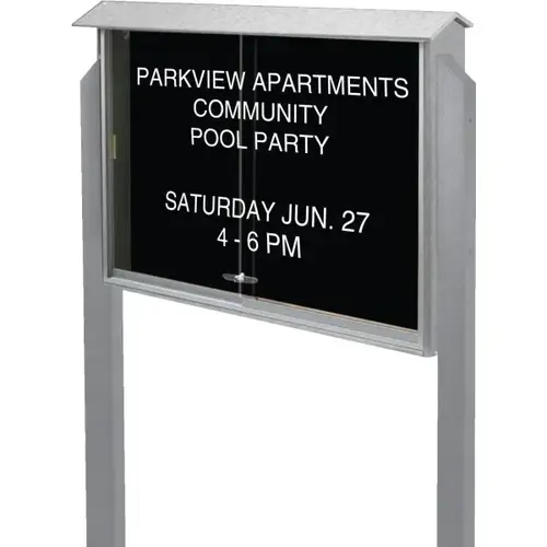 Enclosed Sliding Door Indoor Letter Board, Light Gray, 45" X 3 ft Enclosed Sliding Door Indoor Letter Board, Light Gray, 45" X 3 ft