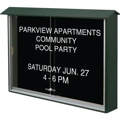 Enclosed Sliding Door Indoor Letter Board, Wall Mount, Woodland Green, 45" X 3 ft Enclosed Sliding Door Indoor Letter Board, Wall Mount, Woodland Green, 45" X 3 ft
