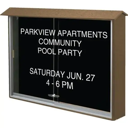 Enclosed Sliding Door Indoor Letter Board, Wall Mount, Weathered Wood, 45" X3 ft6" Enclosed Sliding Door Indoor Letter Board, Wall Mount, Weathered Wood, 45" X3 ft6"
