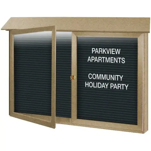 Enclosed Double Door Letter Board, Lighted Wall Mount, Sand, 52 X 40" Enclosed Double Door Letter Board, Lighted Wall Mount, Sand, 52 X 40"