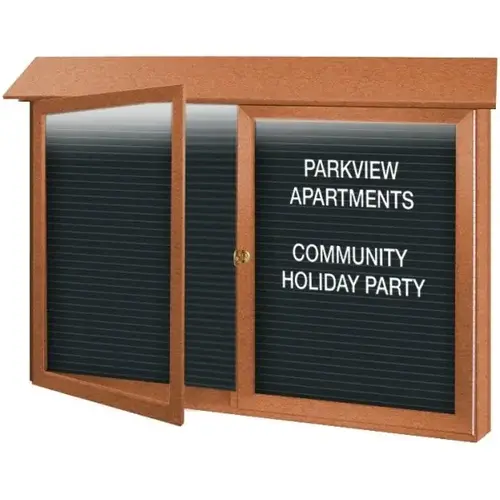 Enclosed Double Door Letter Board, Lighted Wall Mount, Cedar, 45" X 3 ft6" Enclosed Double Door Letter Board, Lighted Wall Mount, Cedar, 45" X 3 ft6"