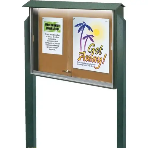 Enclosed Sliding Door Corkboard, Light Post, Woodland Green, 45" X 3 ft6" Enclosed Sliding Door Corkboard, Light Post, Woodland Green, 45" X 3 ft6"