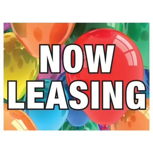 Aluminum Now Leasing Reflective Amenity Sign, Bright Balloons, 24" X 18" Aluminum Now Leasing Reflective Amenity Sign, Bright Balloons, 24" X 18"