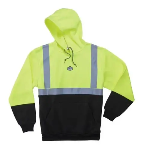 Glowear 8293 Type R Class 2 Black Front Hooded Sweatshirt, Lime, 2xl Glowear 8293 Type R Class 2 Black Front Hooded Sweatshirt, Lime, 2xl