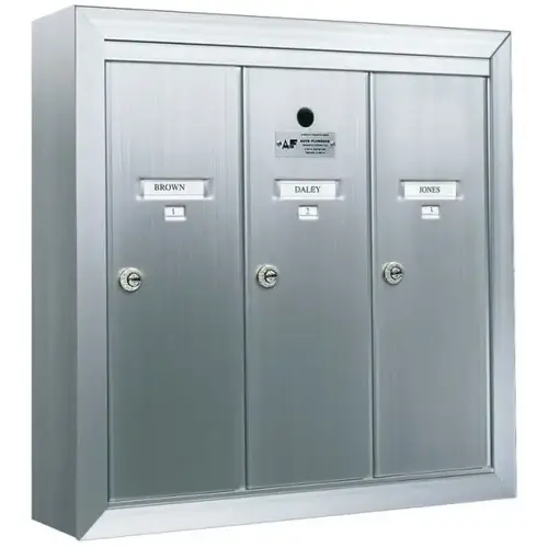 Surface Mount Vertical 3-Door Mailbox-Aluminum Surface Mount Vertical 3-Door Mailbox-Aluminum