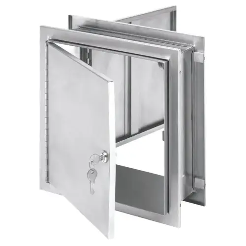 Stainless 8 1/8" Pass-Through Lockable Cabinet With Adjustable Flange Stainless 8 1/8" Pass-Through Lockable Cabinet With Adjustable Flange