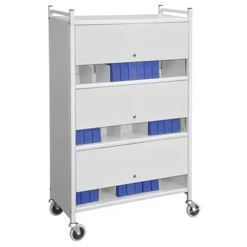 Light Grey Versa Locked Cabinet Style Moble Rack With Three Shelves Light Grey Versa Locked Cabinet Style Moble Rack With Three Shelves