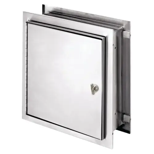 Stainless Pass-Through Cabinet With Thumb Latch With Adjustable Flange Stainless Pass-Through Cabinet With Thumb Latch With Adjustable Flange