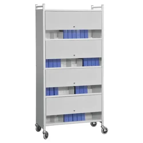 Light Grey Versa Locked Cabinet Style Moble Rack With Four Shelves Light Grey Versa Locked Cabinet Style Moble Rack With Four Shelves