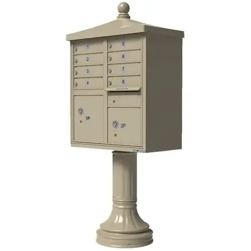 Cluster Box Unit-8 Mailboxes With Traditional Accessory, Sandstone Cluster Box Unit-8 Mailboxes With Traditional Accessory, Sandstone