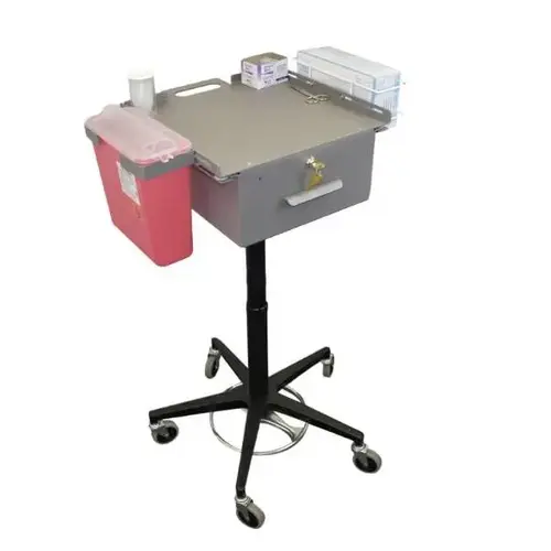 Phlebotomy Cart With Sharp/glove Holders, Adjustable Height, Lockable Phlebotomy Cart With Sharp/glove Holders, Adjustable Height, Lockable