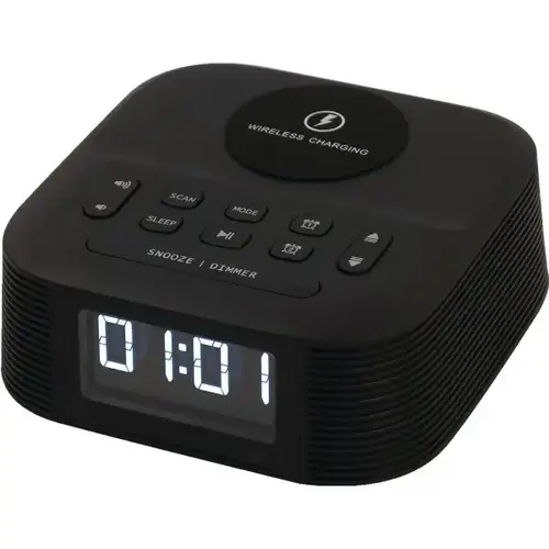 Qi Wireless Charging Alarm Clock, Dimmable Qi Wireless Charging Alarm Clock, Dimmable