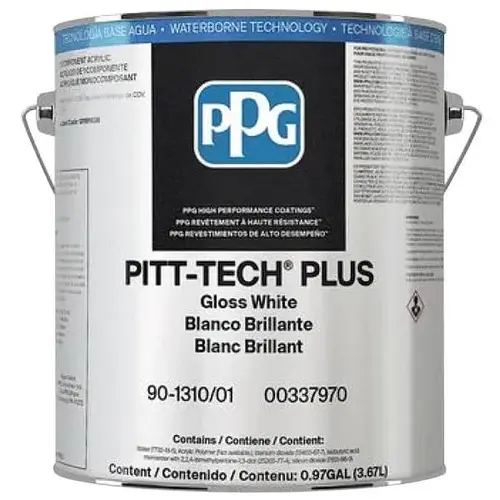 Pitt-Tech Plus Acrylic Satin Paint, White, 5 Gal Pitt-Tech Plus Acrylic Satin Paint, White, 5 Gal