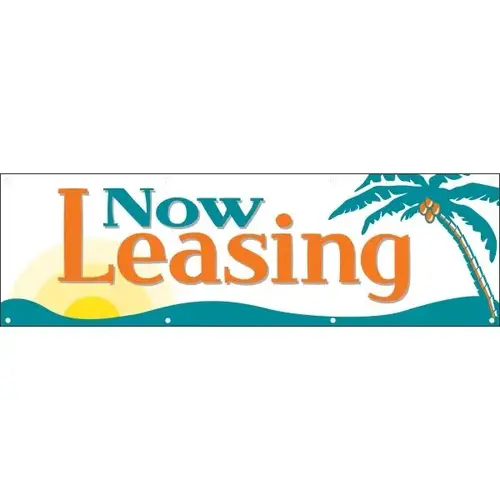 Horizontal Now Leasing Banner, 10 ft X 3 ft Horizontal Now Leasing Banner, 10 ft X 3 ft