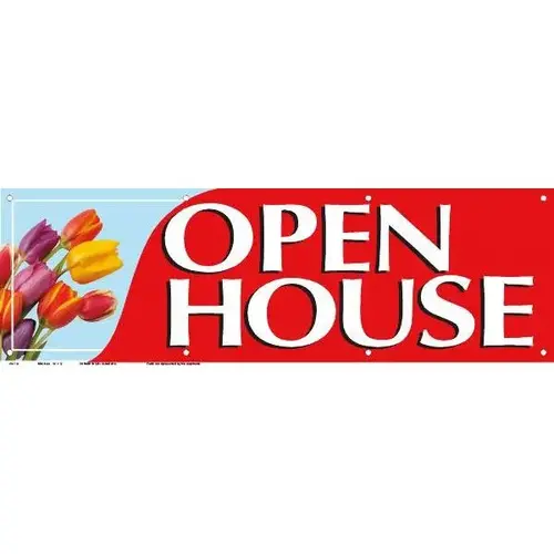 Horizontal Open House Banner, Tulips, 10 ft X 3 ft Horizontal Open House Banner, Tulips, 10 ft X 3 ft