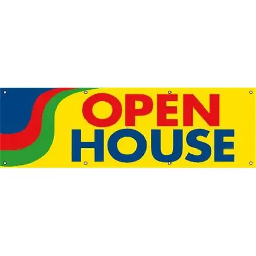 Horizontal Open House Banner, Yellow, 10 ft X 3 ft Horizontal Open House Banner, Yellow, 10 ft X 3 ft