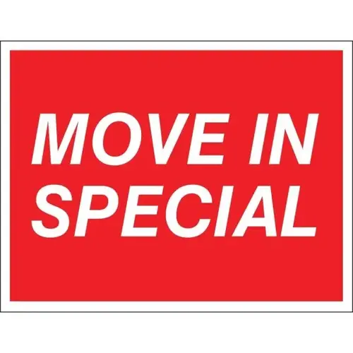 Aluminum Move In Special Amenity Sign, Red/White, 24 X 18 Aluminum Move In Special Amenity Sign, Red/White, 24 X 18