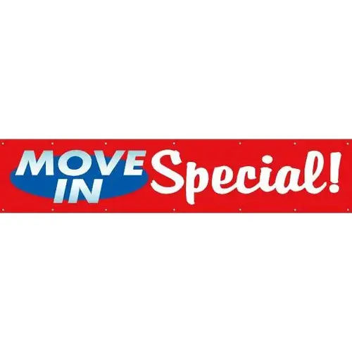 Horizontal Move In Special! Banner, Red/Blue, 20 ft X 4 ft Horizontal Move In Special! Banner, Red/Blue, 20 ft X 4 ft