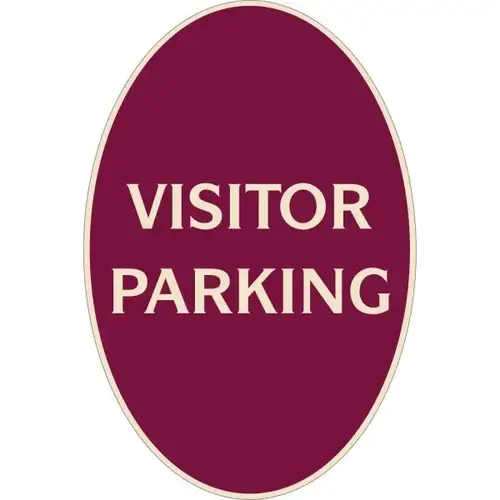 Visitor Parking Oval Designer Sign, Ivory On Burgundy, 12 X 18 Visitor Parking Oval Designer Sign, Ivory On Burgundy, 12 X 18
