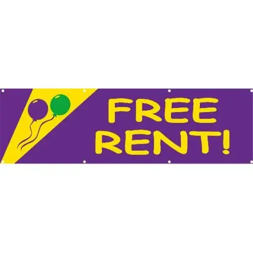 Horizontal Free Rent Banner, Festive, 10 ft X 3 ft Horizontal Free Rent Banner, Festive, 10 ft X 3 ft
