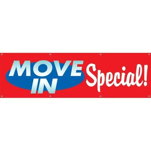 Horizontal Move In Special Banner, Red/Blue, 10 ft X 3 ft Horizontal Move In Special Banner, Red/Blue, 10 ft X 3 ft