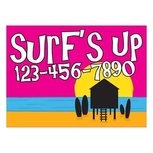 Coroplast Semi-Custom Yard Sign, Surf, 24 X 18 Coroplast Semi-Custom Yard Sign, Surf, 24 X 18
