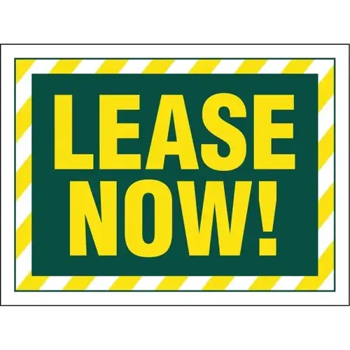 Aluminum Lease Now! Reflective Amenity Sign, Yellow/White Border, 24 X 18 Aluminum Lease Now! Reflective Amenity Sign, Yellow/White Border, 24 X 18