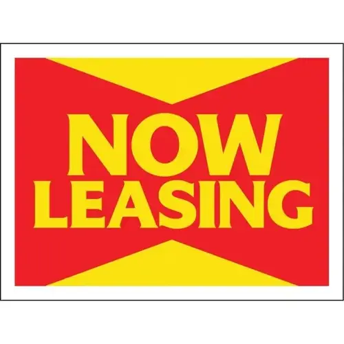 Coroplast Now Leasing Reflective Amenity Sign, Red/Yellow, 24 X 18 Coroplast Now Leasing Reflective Amenity Sign, Red/Yellow, 24 X 18