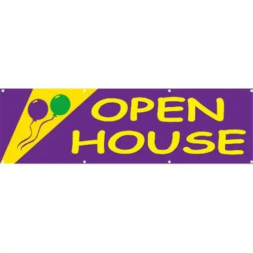 Horizontal Open House Banner, Festive, 10 ft X 3 ft Horizontal Open House Banner, Festive, 10 ft X 3 ft