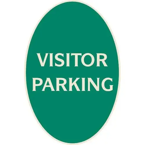 Visitor Parking Oval Designer Sign, Ivory On Green, 12 X 18 Visitor Parking Oval Designer Sign, Ivory On Green, 12 X 18