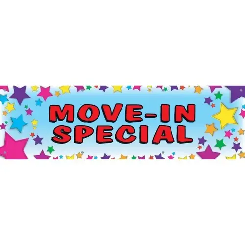 Move In Special! Banner, Stars, 20 ft X 4 ft Move In Special! Banner, Stars, 20 ft X 4 ft