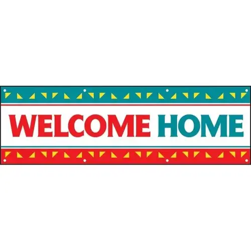 Horizontal Welcome Home Banner, Red/Green, 10 ft X 3 ft Horizontal Welcome Home Banner, Red/Green, 10 ft X 3 ft