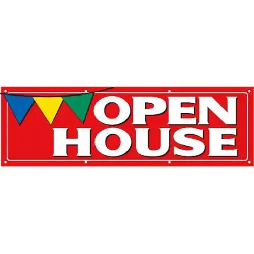 Horizontal Open House Pennant Banner, Red, 10 ft X 3 ft Horizontal Open House Pennant Banner, Red, 10 ft X 3 ft
