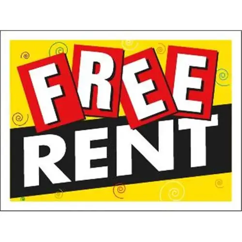 Coroplast Free Rent Contemporary Amenity Sign, 24 X 18 Coroplast Free Rent Contemporary Amenity Sign, 24 X 18