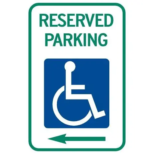 Reserved Disabled Parking Sign With Left Arrow, Non-Reflective, 12 X 18 Reserved Disabled Parking Sign With Left Arrow, Non-Reflective, 12 X 18